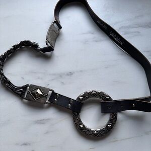 Vintage Antoniazzi Made In Italy Leather Belt L Boho Western Gypsy Silver